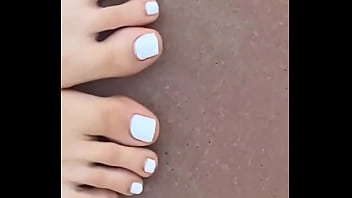 Pedicure done by me finished i love the color white for my toenails