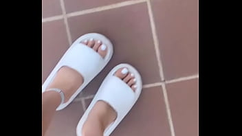 Pedicure done by me finished i love the color white for my toenails