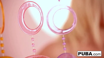 Sexy babe rubs her tight pussy