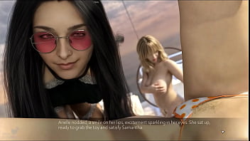 One shot hentai game ep 2 swingers party with ffm and strap dildo lesbian