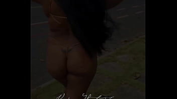 Brazilian married brunette girl in bikini micro on the beach filmed by her husband