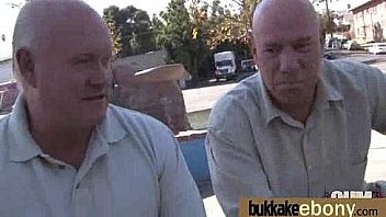 Ebony babe sucks too many white cocks 19