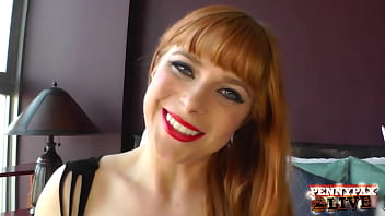 Naughty redhead penny pax craves cock while working her big toy