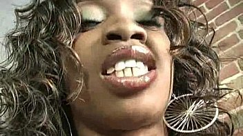 Ebony slut fucks a white gloryhole cock in her first interracial scene 14