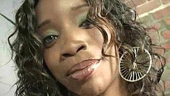 Ebony slut fucks a white gloryhole cock in her first interracial scene 14