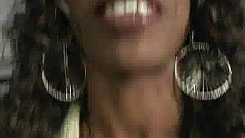 Ebony slut fucks a white gloryhole cock in her first interracial scene 14