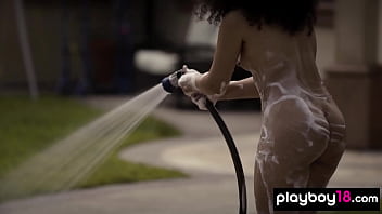 Big boobed exotic nude beauties washing a car outdoor Big boobed exotic nude beauties washing a car outdoor