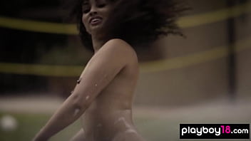 Big boobed exotic nude beauties washing a car outdoor Big boobed exotic nude beauties washing a car outdoor