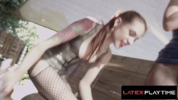 Kinky girls go ass to ass with large dildo