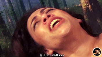 Caramel beauty fucks herself with steel dildo then takes giant bbc