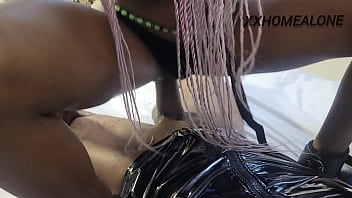 Cute little teenage girl in bondage bdsm slave domination sex in leather pant