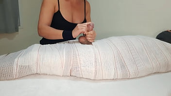 Part3 mummified handjob with interruption of cum for two minutes