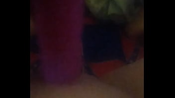 Pussy gets nice size dildo in it