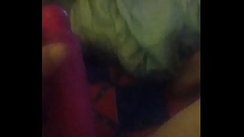 Pussy gets nice size dildo in it