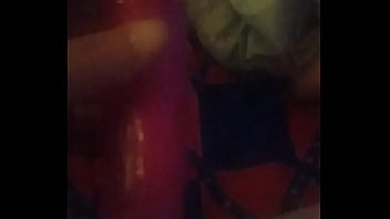 Pussy gets nice size dildo in it