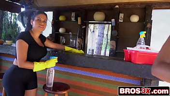 Two busty latinas one big dick and a pre party house cleaning gone dirty