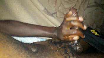 Horny black guy wank