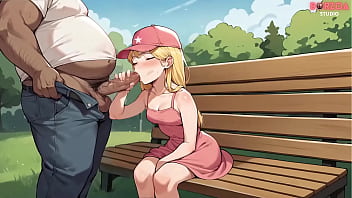 I meet this blonde innocent girl in park and offer her my lolipop