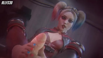Harley quinn gives sexual footjob to white male