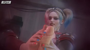 Harley quinn gives sexual footjob to white male