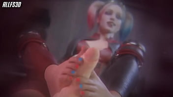 Harley quinn gives sexual footjob to white male