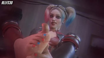 Harley quinn gives sexual footjob to white male
