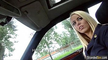 Blonde stewardess has first time car sex Blonde stewardess has first time car sex