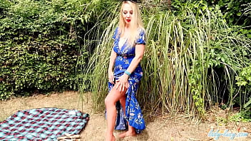 Lady lucy outdoors in big hot tits cocktease