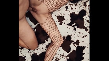 Skinny wife in mesh bodysuit Skinny wife in mesh bodysuit