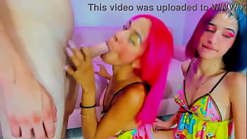 Sleepover goes out of control throat fuck for these whores