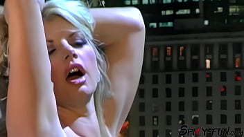 Cock hungry blonde receives a double penetration