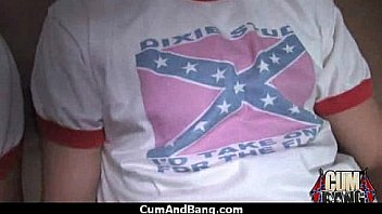 Cum slut introduced to bukkake 16