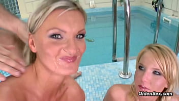 Stunning Blonde Milf Mary M Sucks And Jerks Fat Dick To James Brossman While Blonde Babe Tina V Touching His Balls Then He Fucks Them thumbnail