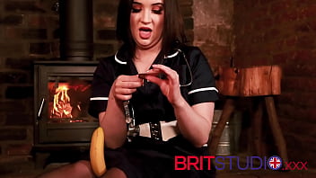 Hot british nurse gives you an instructional joi using a banana