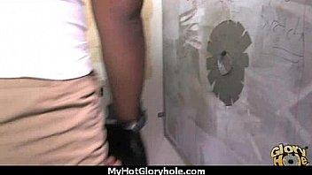 Ebony slut fucks a white gloryhole cock in her first interracial scene 3