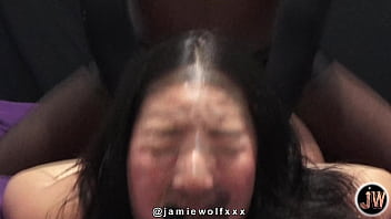 Petite asian gets panties stuffed in mouth and railed by giant bbc