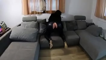 Preview the nympho wife have cum on her latex jumpsuit high heels and fur vest 246#high heels #milf #masturbating #f