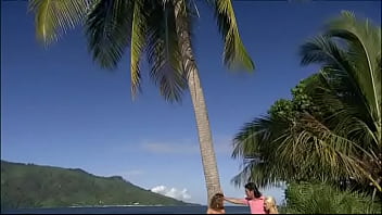 Lauren and nesty seduce one lucky man under a palm tree Lauren and nesty seduce one lucky man under a palm tree