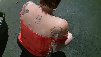 Nz slutty bitch gets pissed by the roadside as motorist drives by yelling loudly