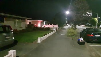 Nz slutty bitch gets pissed by the roadside as motorist drives by yelling loudly