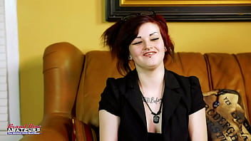 Inked brunette coed marci masturbates and rubs her tits with a sex toy