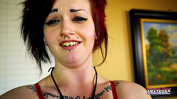 Inked brunette coed marci masturbates and rubs her tits with a sex toy