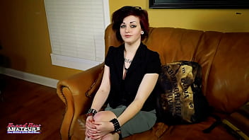 Inked brunette coed marci masturbates and rubs her tits with a sex toy