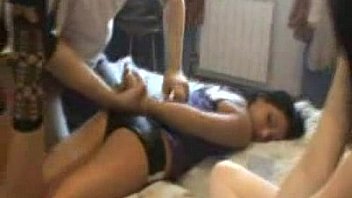 Two girl get tied for men