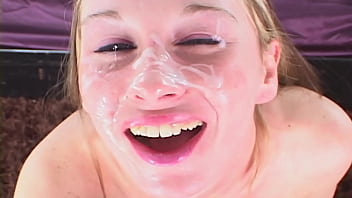 Flower head hippie girl deepthroats and takes a creamy facial