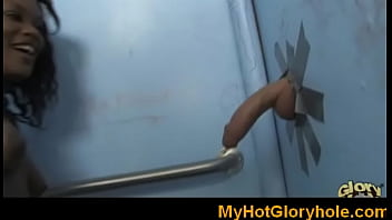 Hot babe sucking cock through a gloryhole14