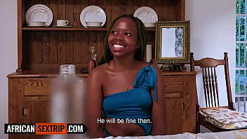 Real ebony cutie gets her pussy stretched by big white cock american