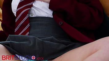 18 year old ellie shou fucks herself in her uniform