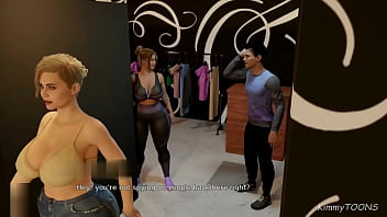 Big tits giving titjob in public mall