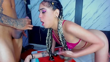 Megan swallows ruthless cock